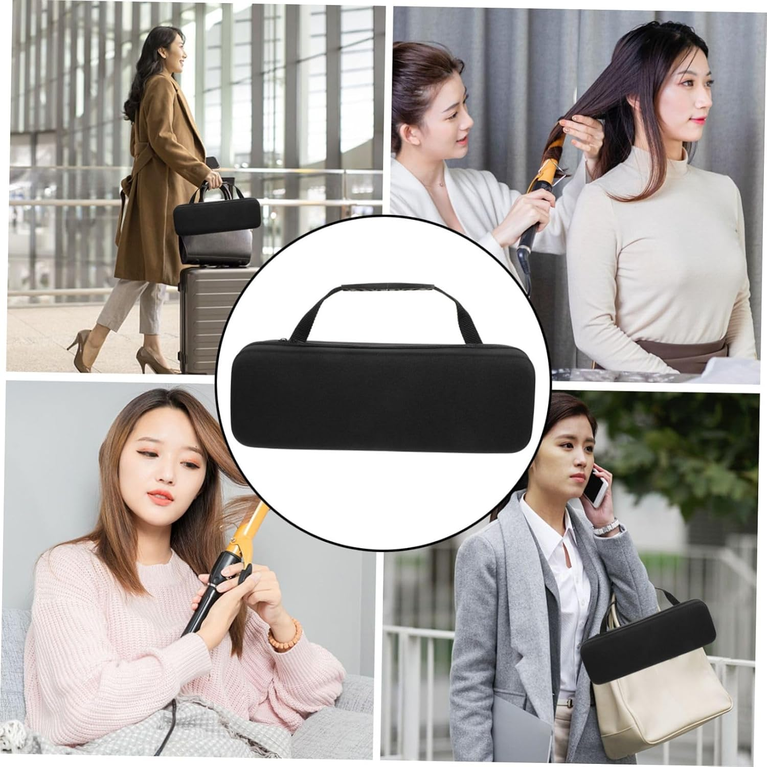 ELAYARD Hair Dryer Case Curling Iron Travel Bag Comfortable Hand Strap Protective Cover for Blow Dryer Styling Tools Travel Storage Bag image number 4