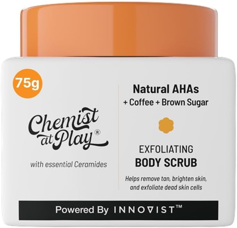 Chemist at Play Exfoliating Body Scrub for Removing Tan & Dead Skin Cells | Rough & Bumpy Skin| Tanned & Pigmented Skin | for Smooth| Soft & Bright Skin | Natural Ahas | Coffee 2.6 Fl Oz. image number 2