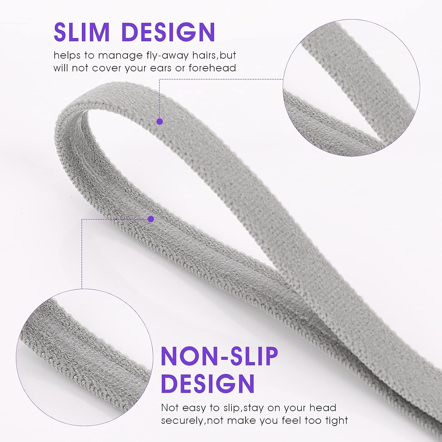 Sibba Workout Headbands Soccer Sports Athletic Hair Accessories 4 PCS Elastic Tie Non Slip Grip Backing Headwear Running Softball Spa Adjustable Nylon Hairband Youth Women Toddler Girls Kids Teens image number 6