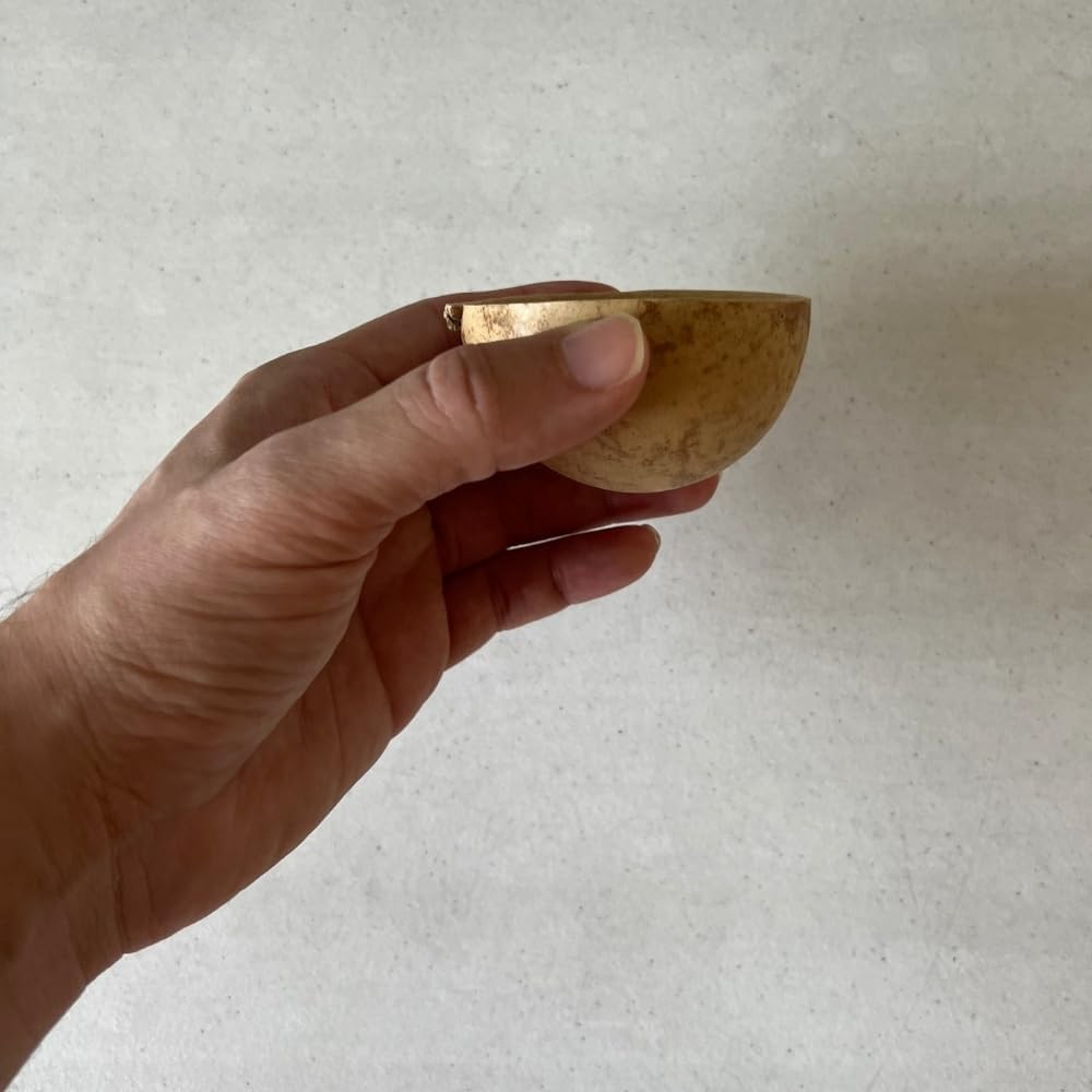 EMPORION Mezcal Jicaras Set of 3 Hand-Carved Artisan Copitas from Mexico with Natural Fiber Carrizo Base for Mezcal and Tequila (2 Oz)