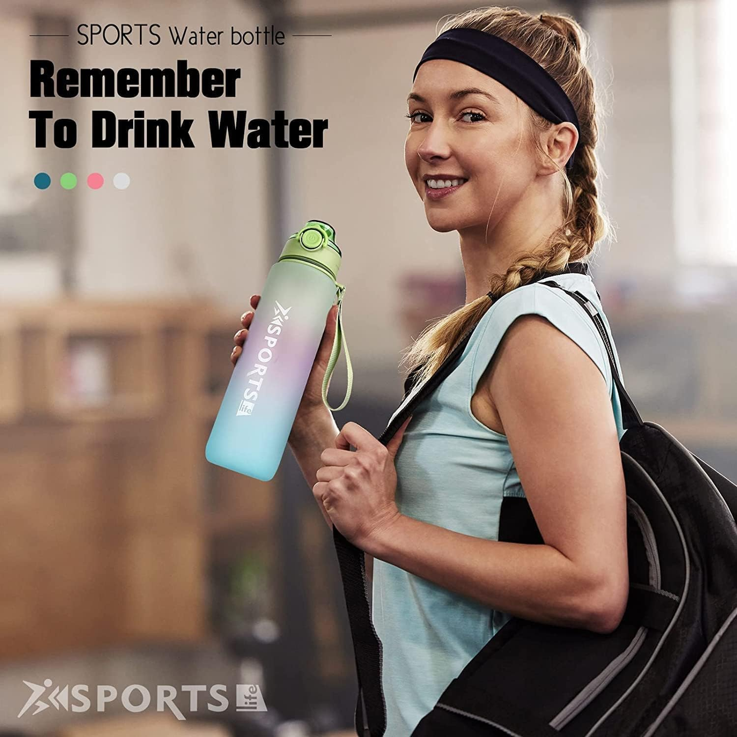 Peacafulife 1Litre Water Bottle Sport Drinks Bottle 1L Water Bottle with Lock Cover & Leak Proof,For Gym, School,Cycling,Outdoor,Sports,Fitness& Office (Green)