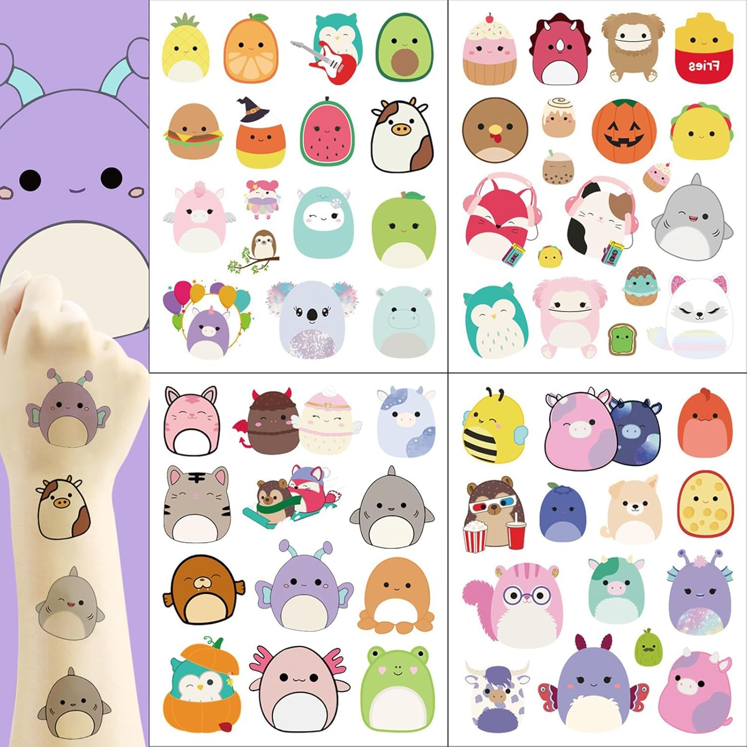 BUYUP Temporary Tattoo for Kids, 4 Sheets Tattoo Stickers, Waterproof Cartoon Fake Tattoo Stickers Set for Boys Girls Birthday Gift Party Bag Filler image number 3