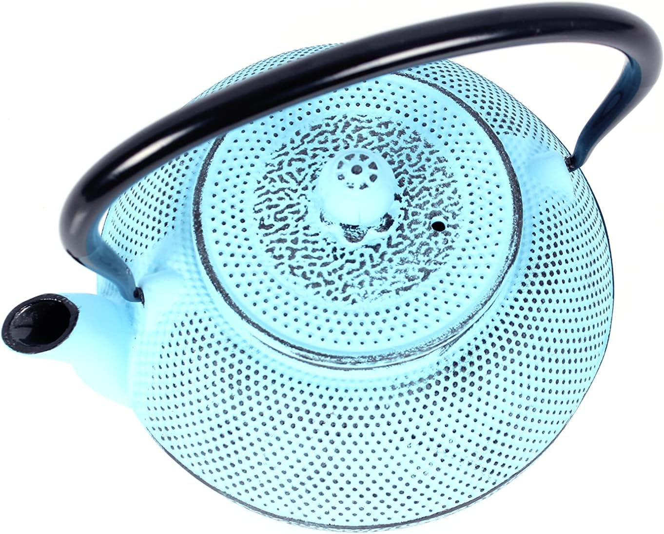 Echtwerk Cast Iron Tea Service Teapot 1.1L with Removable Strainer, Tea Maker with Saucer and 2 Tea Cups, Vintage Design Teapot Set for Loose Tea Preparation, Light Blue image number 5