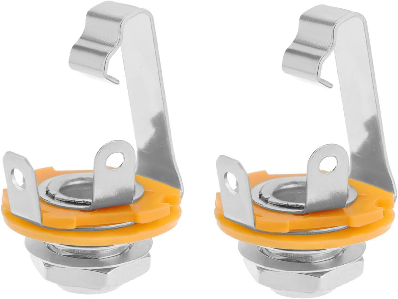 SING F LTD 2Pcs Guitar Input Jack 6.5Mm Jack Mono Panel Mount Receptacle 1/4 Inch Female Guitar Input Jack for Guitar Bass Speakers M9X0.75 Gold