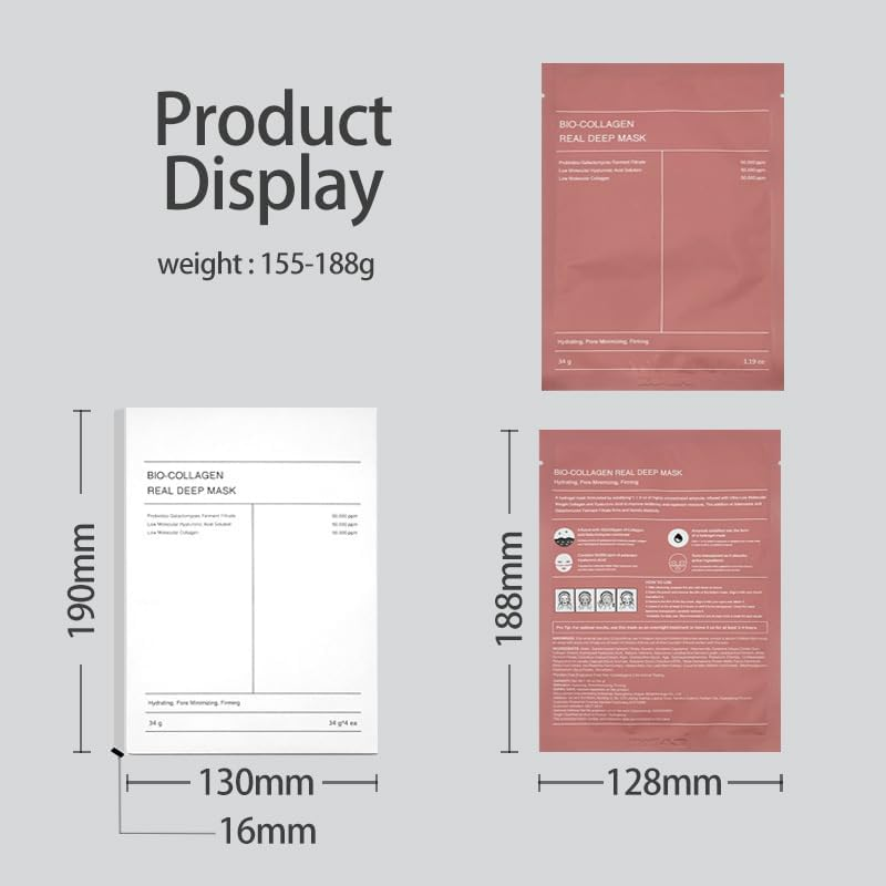 Bio-Collagen Real Deep Mask for Korean Skincare Hydrating Overnight Collagen Mask, Pore Minimizing, Elasticity Improvement, 34G X10Ea (2 Packs/10 Pieces) image number 2