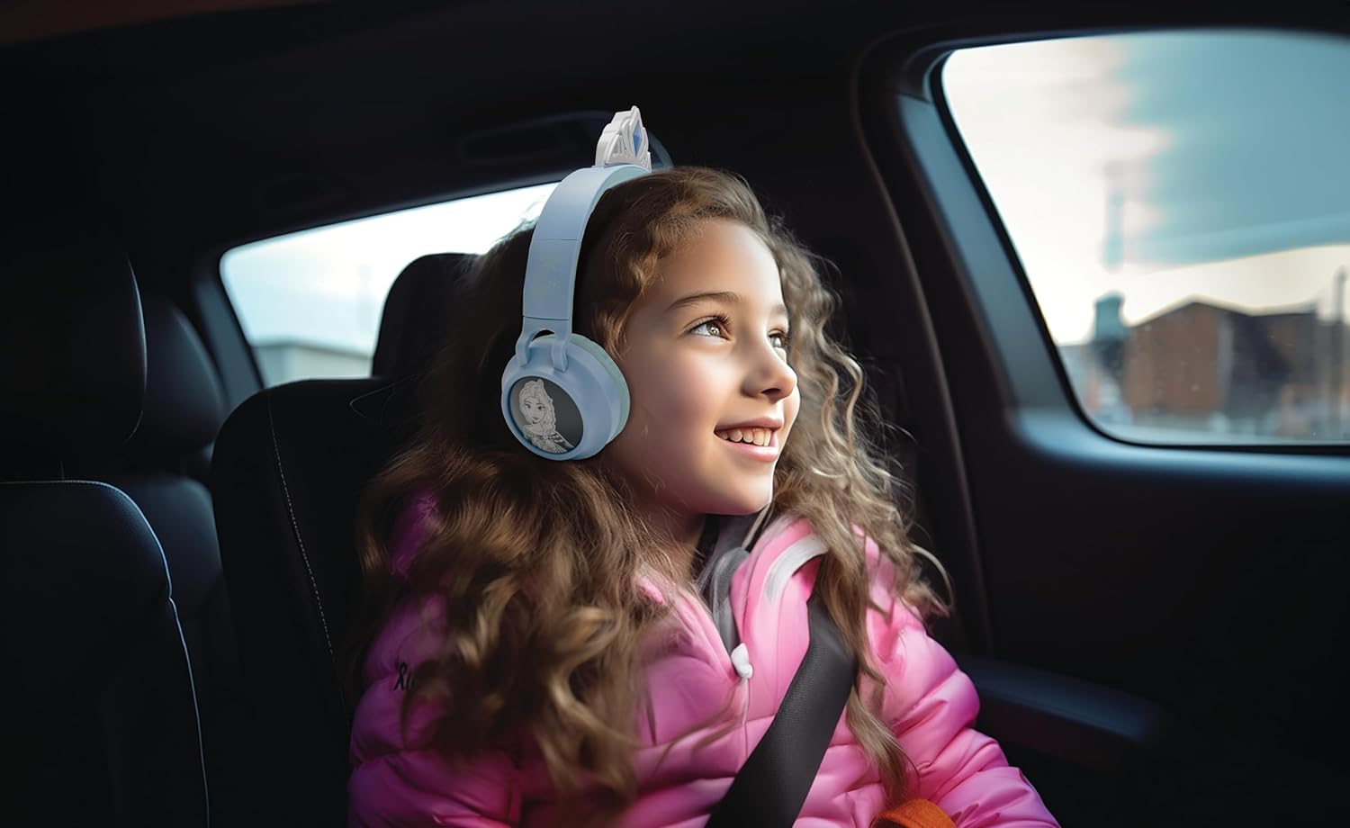 Lexibook, Frost 2-1 Wireless and Wired Headphones with Princess Tiara, Sound Limited to 85Db, Light Effects, Foldable, Adjustable, Rechargeable, HPBT015FZ image number 3