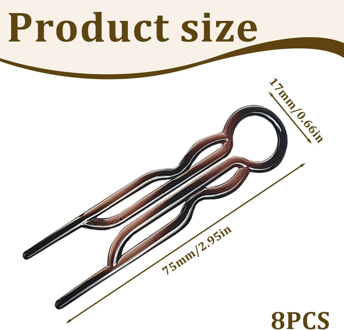 VYIBPDY Pack of 8 French Hair Pins, Hairpin Fi0Na, Hairpin, French Twist Hair Pins, Hair Accessories, Bobby Pins image number 2
