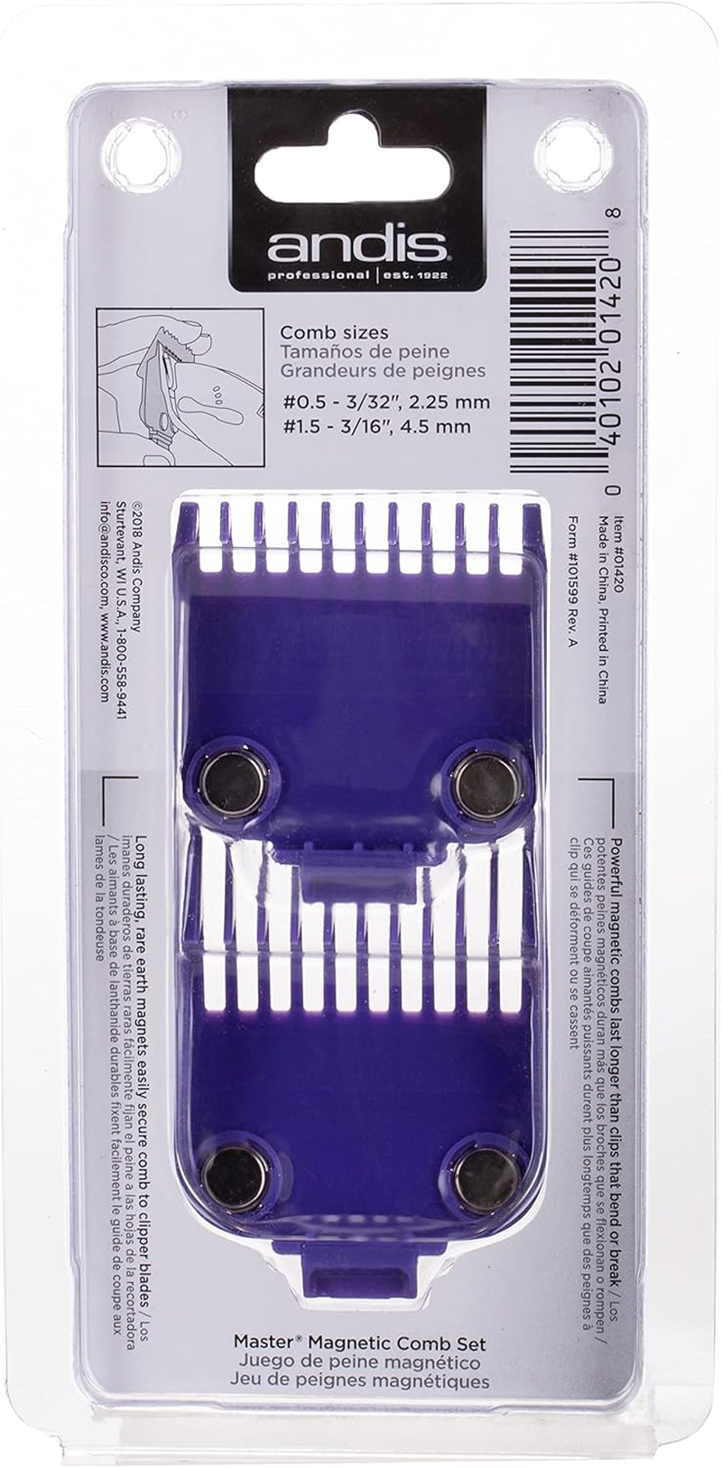 Andis Master Dual Magnetic #0.5 and #1.5 Dual Comb Set