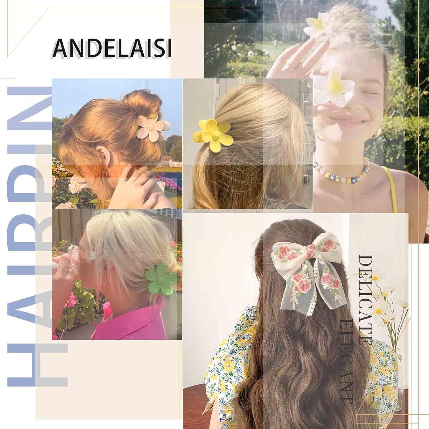 Andelaisi Boho Pearl Moon Hair Clip Vintage Hollow Crescent Moon Hair Barrette Clip Gold Pearl Hairpin Clip Minimalist Crescent Star Head Clip Accessories for Women and Girls Headdress image number 2