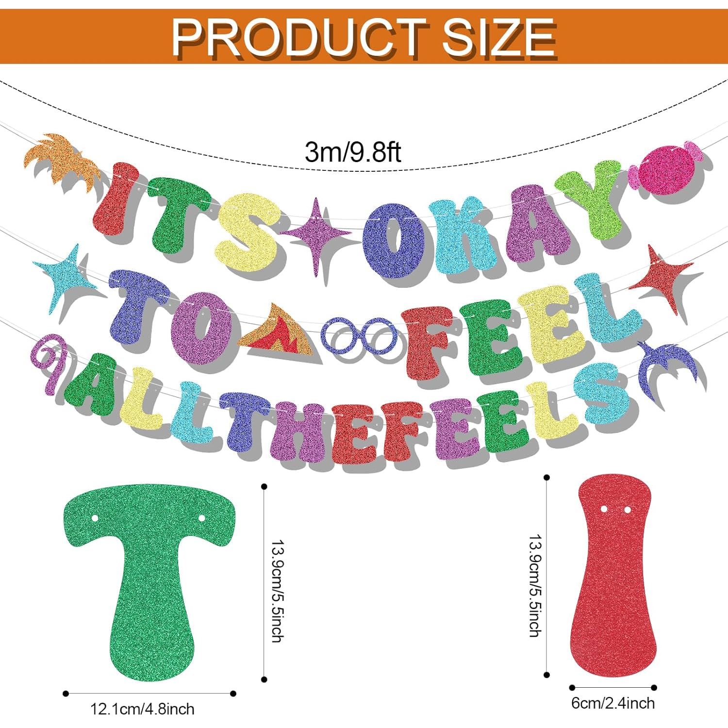 It'S Okay to Feel All the Feels Banner, Pre-String Colourful inside Birthday Party Decorations Banner Cute Feelings Theme Hanging Banner for Fireplace Mantel Wall Decorations image number 1