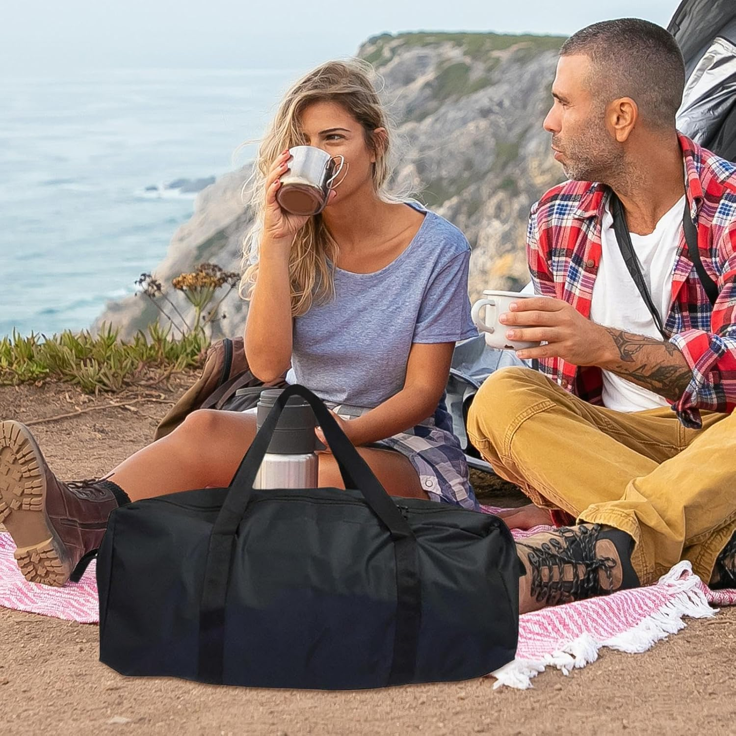 Canvas Duffle Bag Heavy Duty, Heavy Duty Duffle Bag, Outdoor Storage Duffel, Oxford Cloth Storage Bag for Travel and Outdoor Activities S: 55L, M: 100L, L: 150L (Black) image number 1