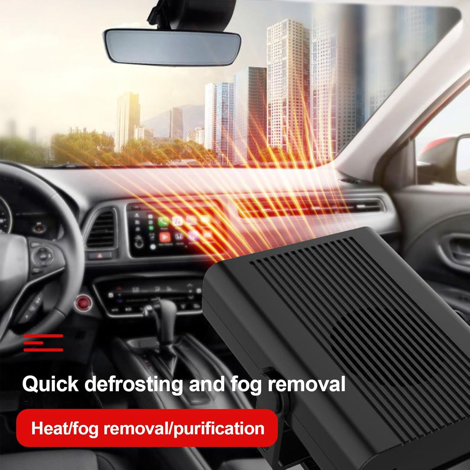 Car Heater, 2-In-1 Car Fan Heater 12 V 200 W Car Heater Defroster 360&deg; Rotatable Defroster Car Heater Quick Heating Defroster for Car Windscreen Fast Heating (Black) image number 1