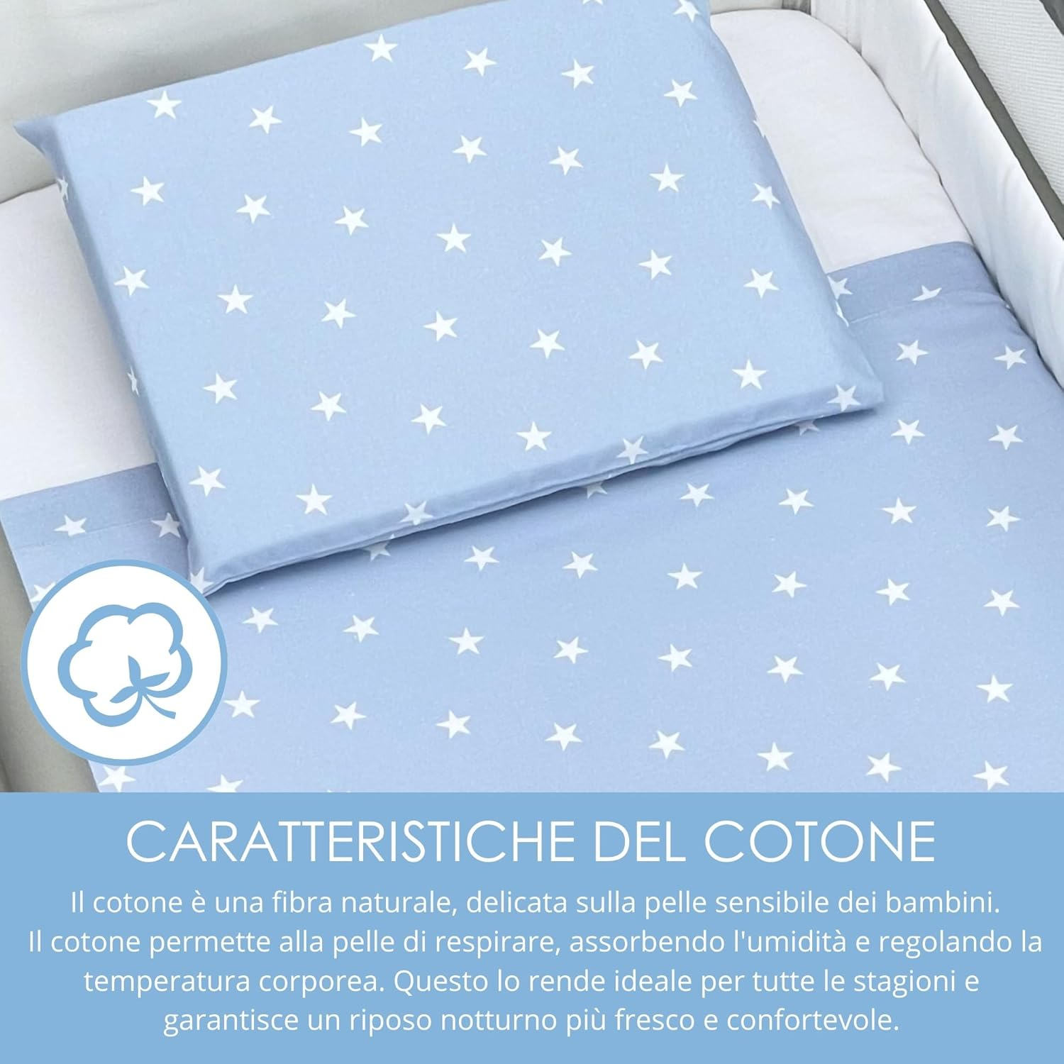 Baby Idea Next to Me 3 Piece Bedding Set Compatible with Newborn Crib 83 X 50 Cm Cot Bed Sheet Patterned Fitted Sheet + Pillowcase 100% Cotton Oeko Tex Certified image number 5