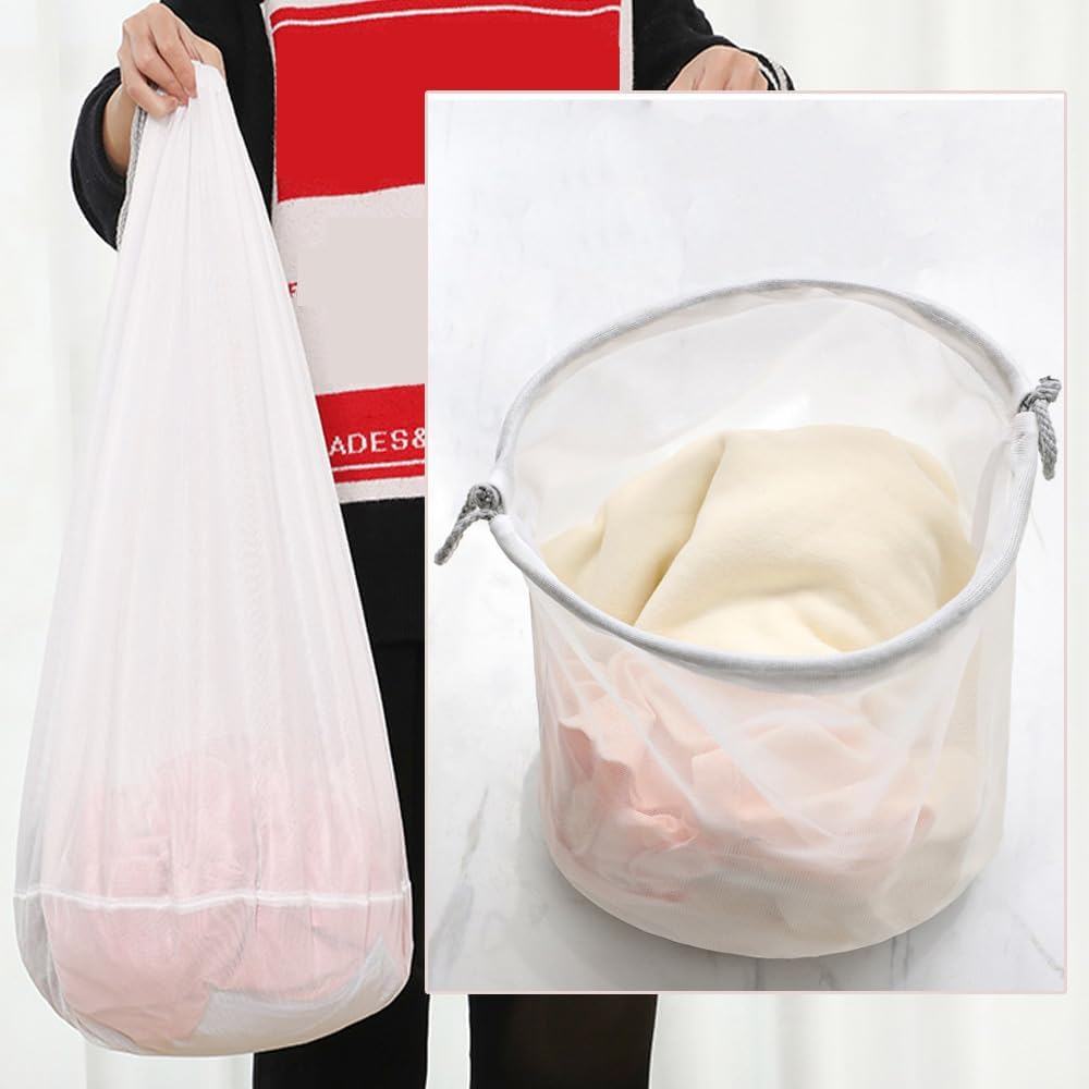 Extra Large Mesh Laundry Bag with Drawstring, 2 Pack Washing Bag Net for Washing Machine, Mesh Laundry Bags for Delicates,Travel, College Dorm, Washing Bags Laundry Room Organization, 60X80Cm image number 3