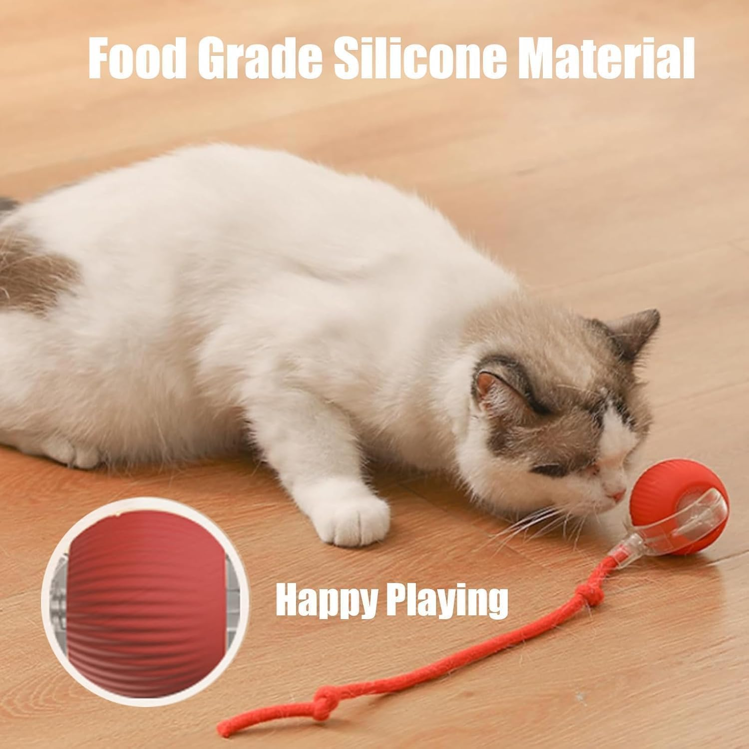 Pet Intelligent Rolling, Interactive Cat Toys, Activity Rolling Ball for Dogs, Motion Activated Automatic Moving, Electric Cat Toy Ball Rechargeable for Large Small Dogs (True Red) image number 5