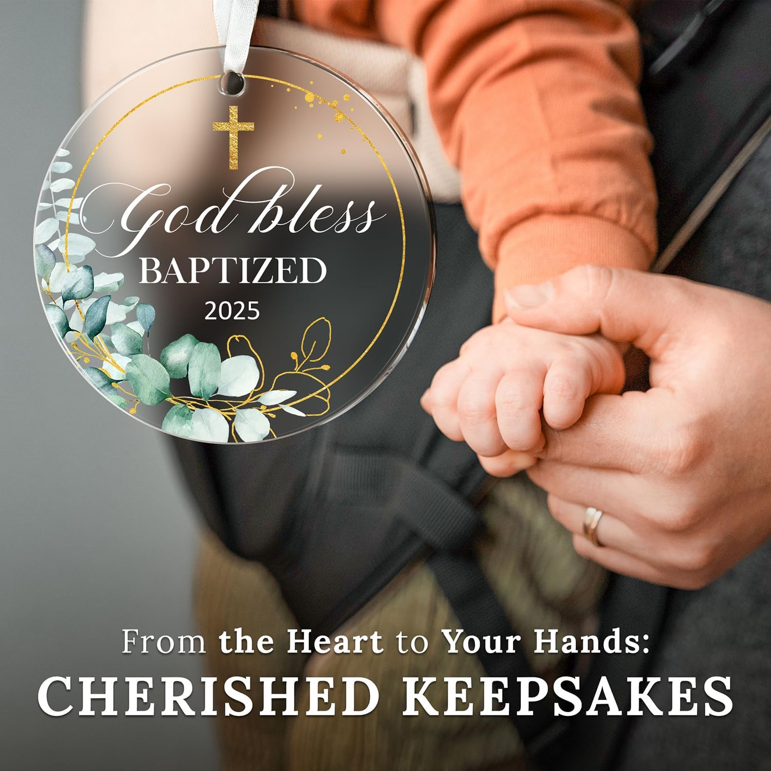 HEXMOZ God Bless Baptized Ornament 2025 - Christian Easter Baptism Gifts for Boys, Girls, Adults - Cross Christening Gift for Baby Boy Girl Godson Goddaughter - Acrylic Christmas Keepsake Decoration - Retired 4 2025 image number 5
