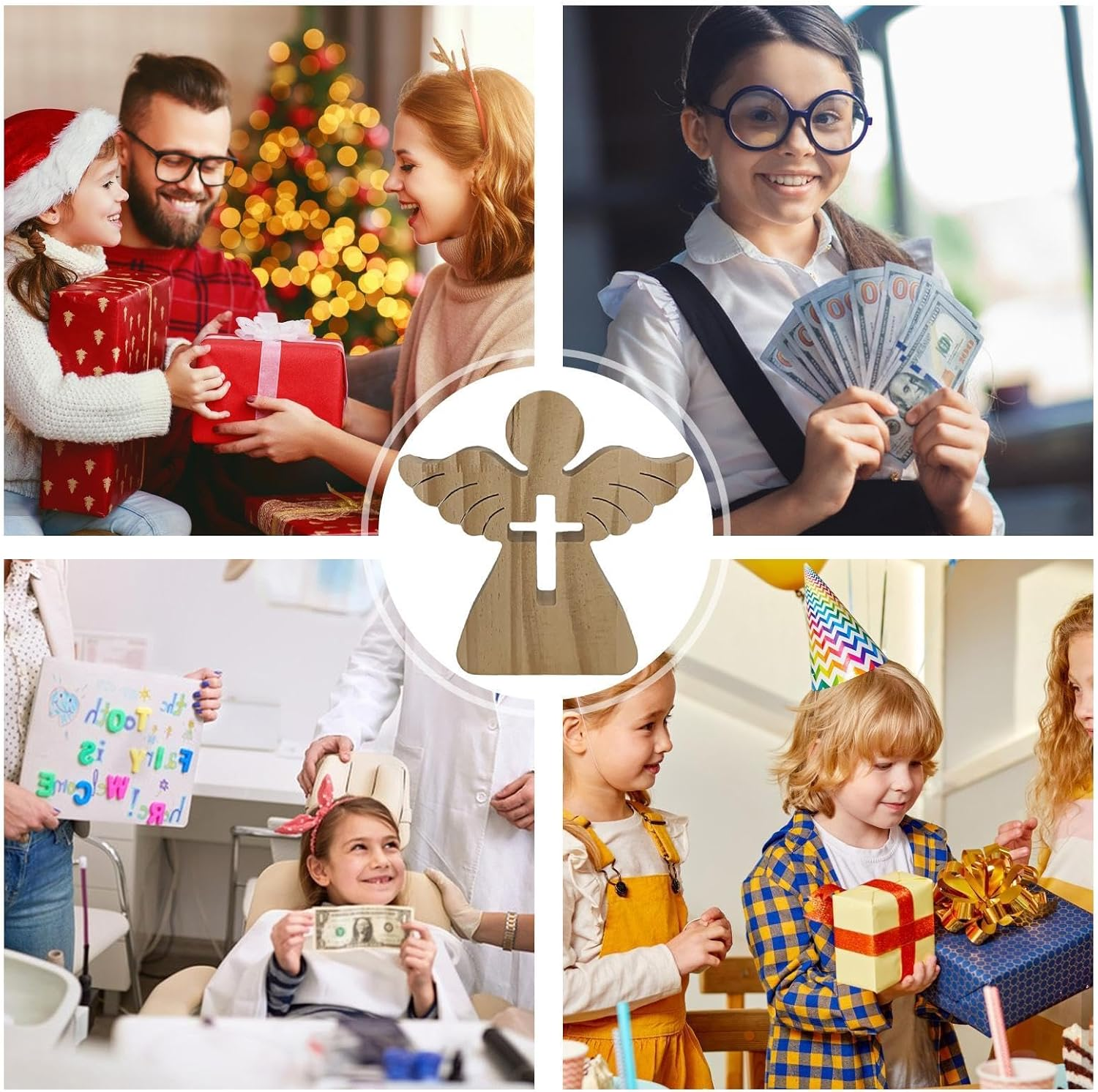 Wooden Money Holder Wooden Angel Money Clip with Angel Sculpture Made of Wood - Creative Wood Crafts Money Clip for Christening, Communion, Confirmation, Wedding image number 6