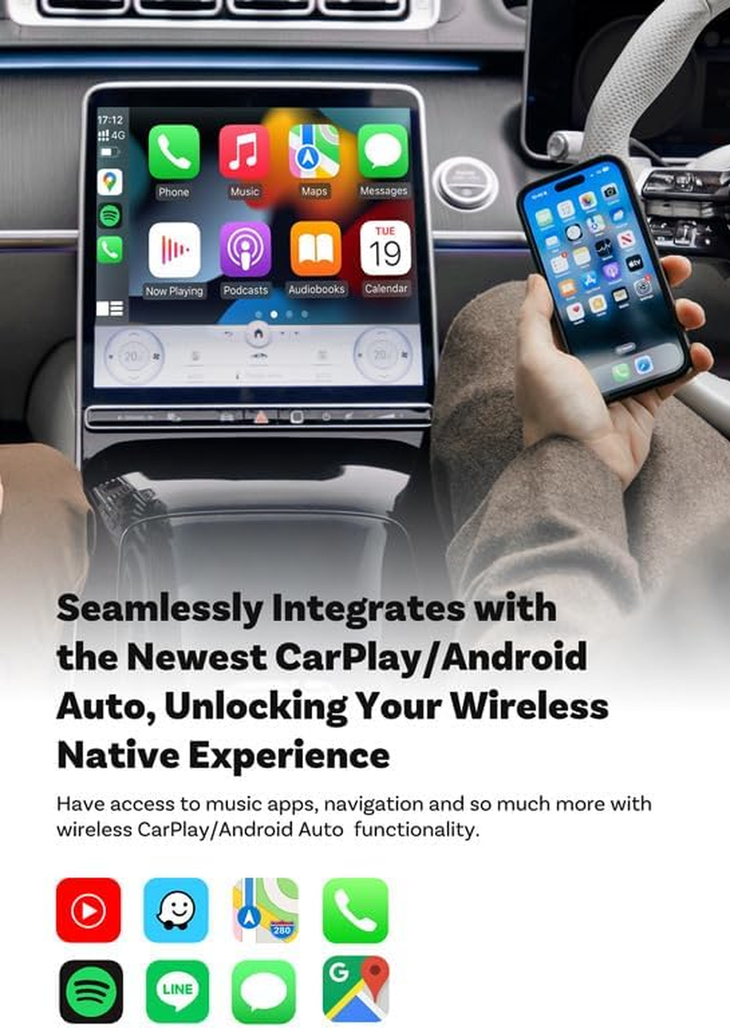 Otto-Cast Wireless Carplay Adapter, Otto-Cast Mini Cube 3.0 Wireless Carplay/Android Auto Adapter, 2-In-1 Mini USB Design with Type-C, Plug & Play Fast Connection for Ios 10+ & Android 11+ (1 PCS) image number 2