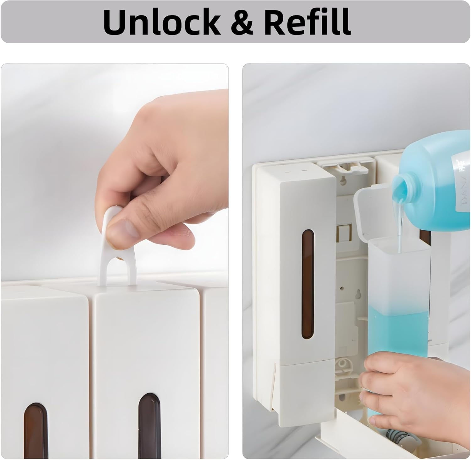 FORYUSE Shower Soap Dispenser Shampoo Conditioner Wall Mounted No Drill Body Wash Dispenser 3 Chamber for Home Bathroom Hotel 3 X 400Ml Large Capacity White image number 1