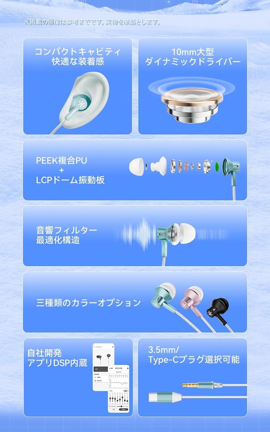 NICEHCK Stringsnow Wired Earbuds with Microphone, 10Mm Dynamic Driver PEEK PU LCP Diaphragm Hifi In-Ear Headphones DAC Chip for Iphone, Samsung, Computer, Laptop Students (Green Type-C with Mic) image number 1