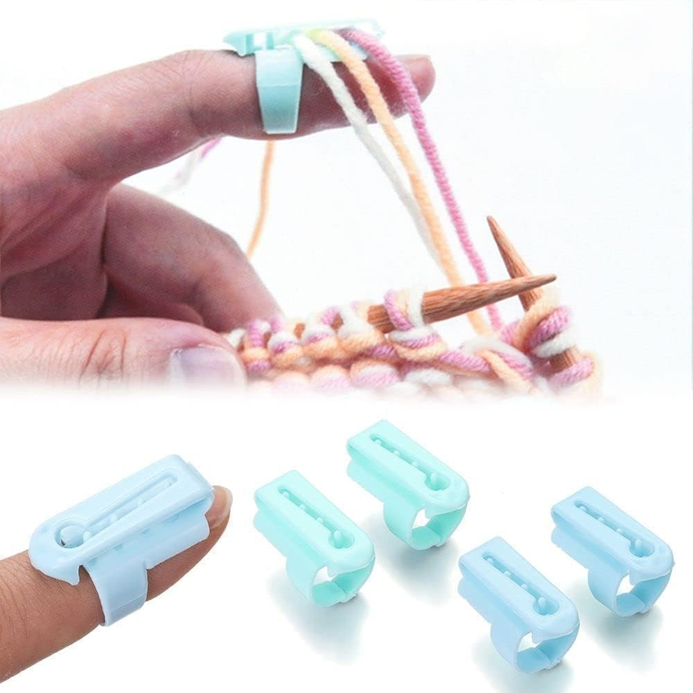 Plastic Weaving Cream Thread Guide, 8Pcs Yarn Guide Finger Holder Knitting Thimble Tool Plastic Yarn Guide,Yarn Guide Finger Holder Knitting Thimble Tool,Plastic Yarn Guide Separated Yarns Tools image number 5
