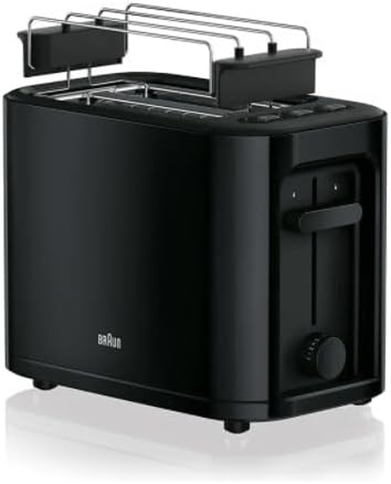 Braun HT 3010 BK Toaster, Double Slot, Removable Crumb Tray, Warm-Up and Defrost Function, 7 Roasting Levels, Separate Bun Attachment, Black image number 6