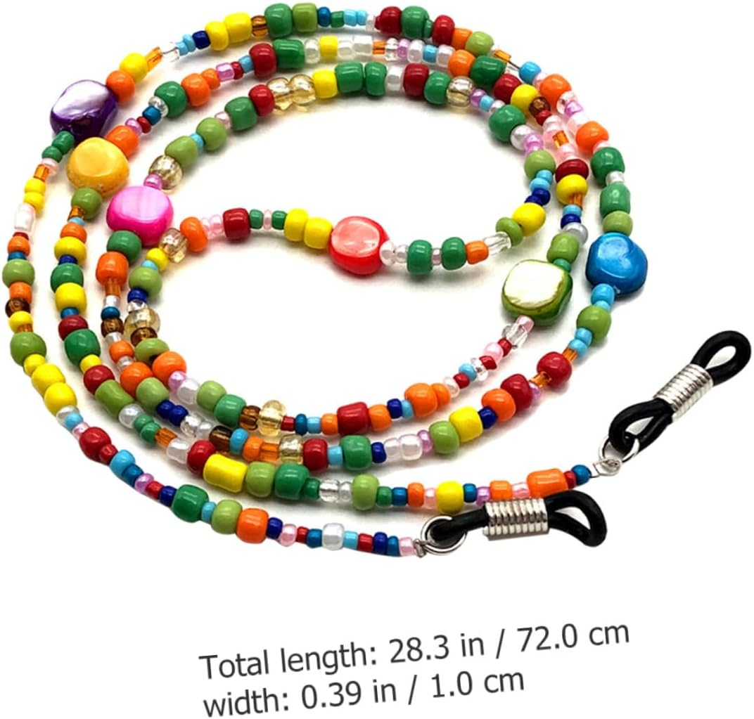MERRYHAPY Colorful Beaded Glasses Chain for Women Boho Eyeglass Holder Necklace with Shell Accents Mask Lanyard for Sunglasses and Reading Glasses image number 5