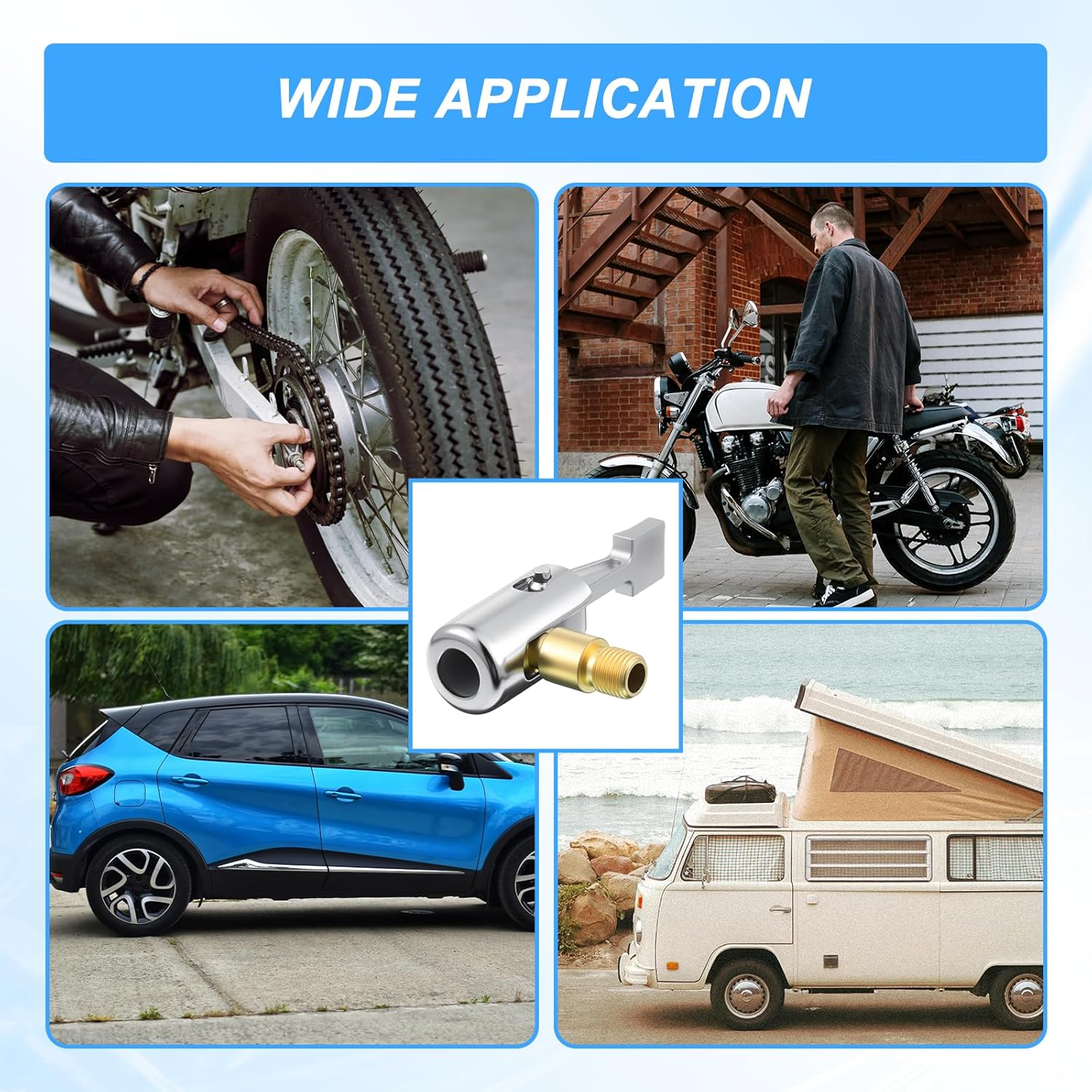 2 Pcs Tire Inflator Hose Adapter Lock on Air Chuck Locking, Metal Locking Air Chuck with Standard Tire Valve Thread No Leakage Inflating Nozzle for Portable Tires Pump, Airs Compressor image number 2