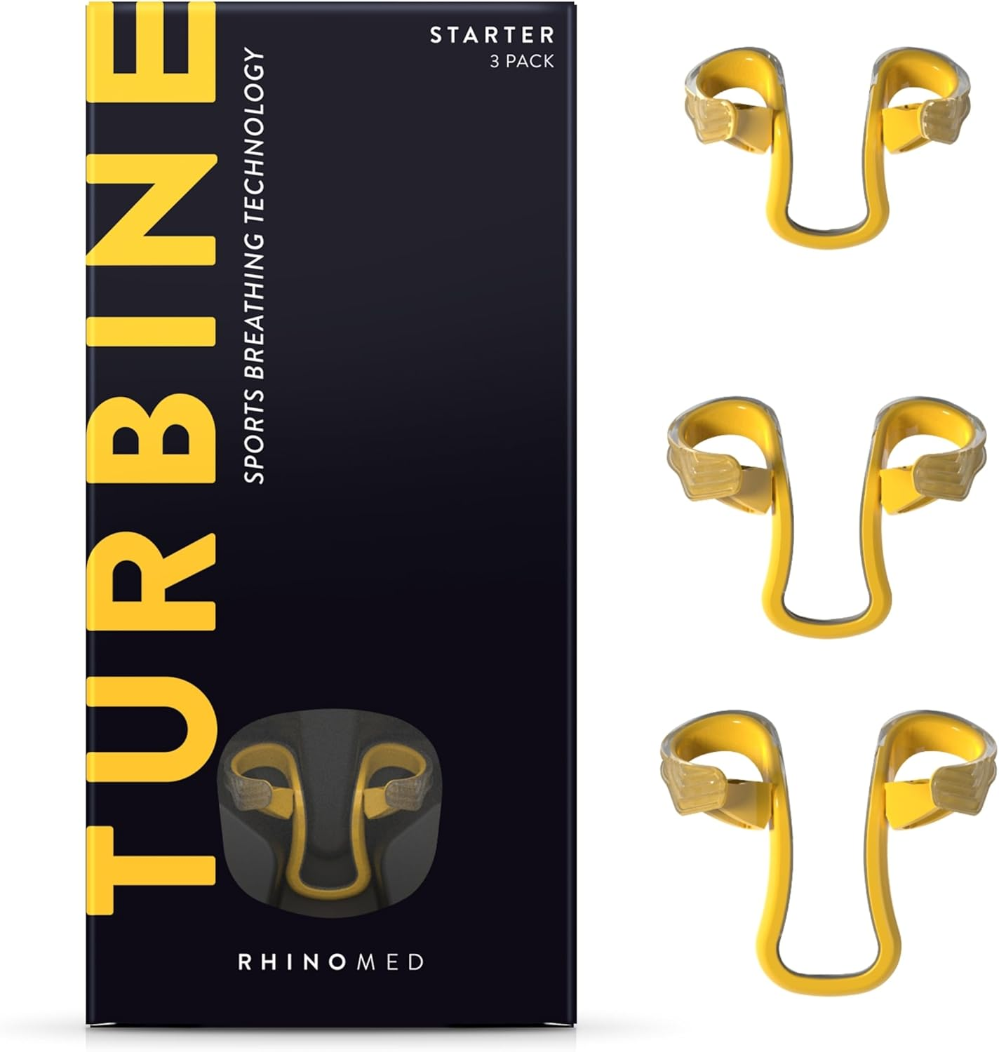 Turbine Nasal Dilator for Athletes - Pack of 3 Turbine Dilators Designed for Athletic Training - Increase Airflow to Lungs by 38% during Exercise, Sports Training, Cycling & Running