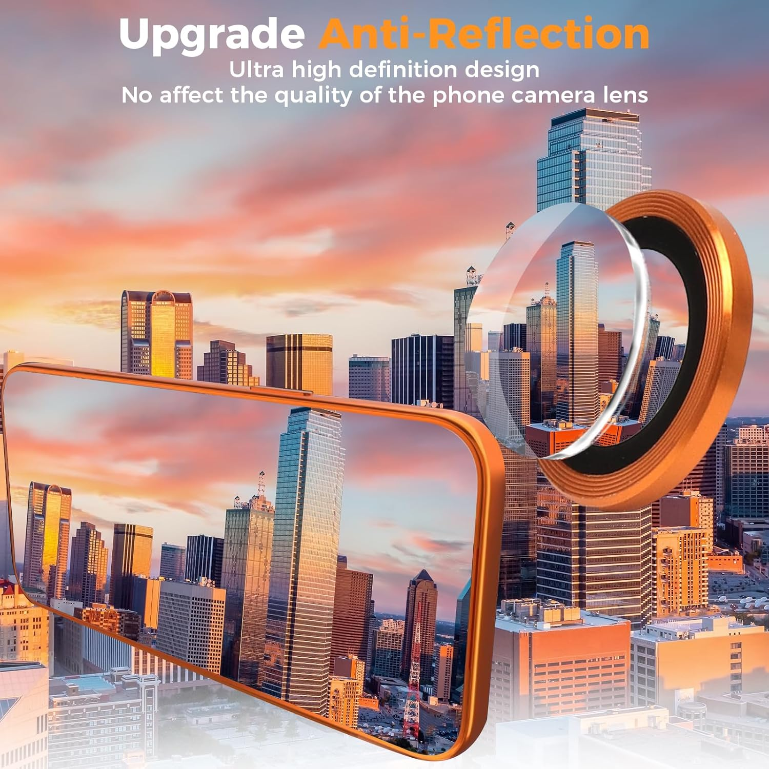 VOSSOT Camera Protection for Iphone 17 Pro Max/17 Pro Camera Protection 9H Ultra Thin Tempered Glass with Positioning Frame, Scratch-Resistant, Anti-Fingerprint & Bubble-Free Installation, Orange image number 5