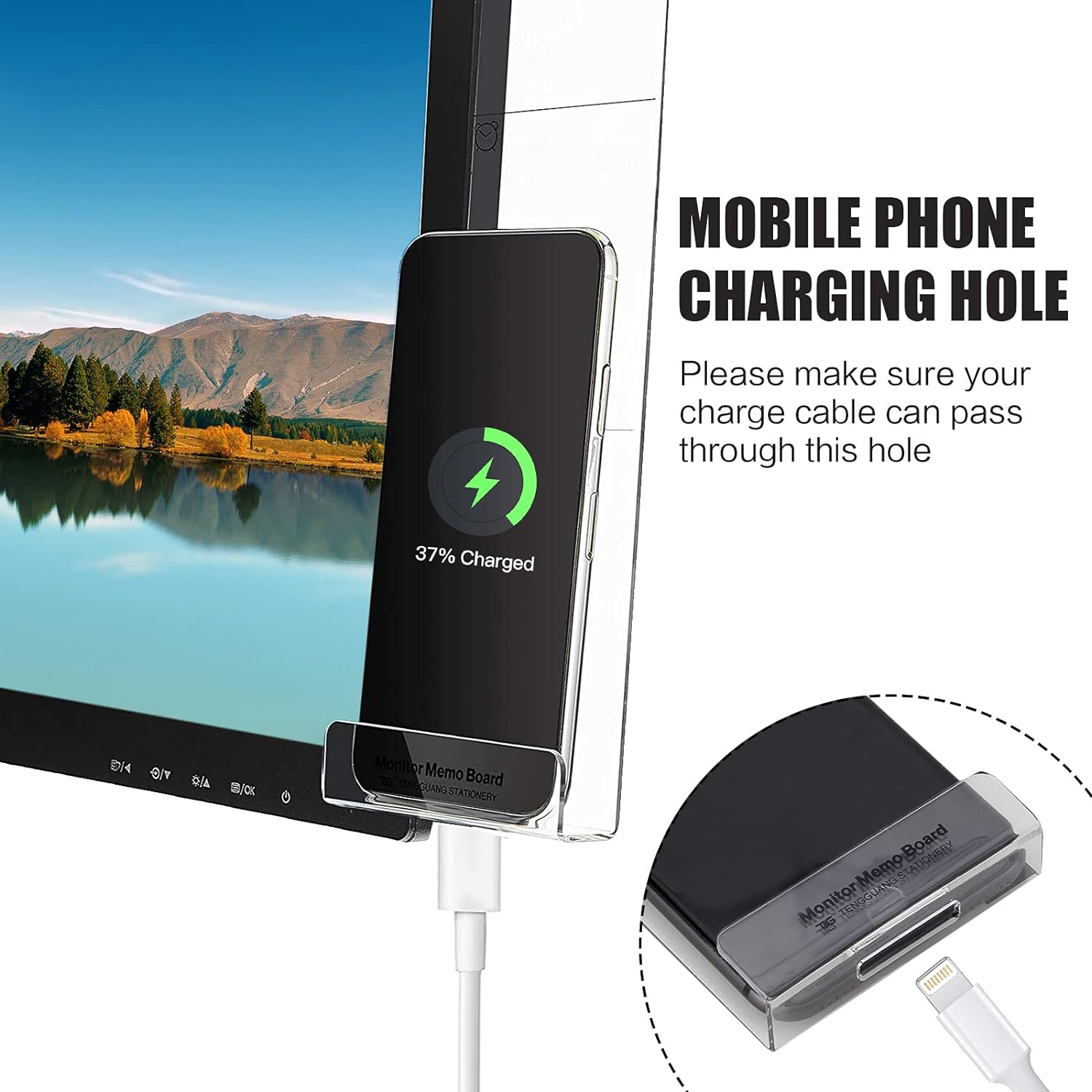 Office Desk Accessories 2Pcs Multifunction Computer Monitor Memo Board - Transparent Computer Side Panel Memo Creative Monitor Side Panel with Phone Holder Suitable for Office Home Desktop image number 4