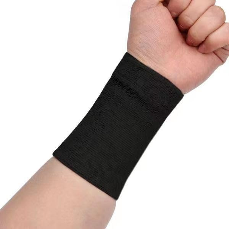 Wrist Band Support Sleeve (1 Pair) - Elastic & Breathable Knitted Fabric Compression Brace - for Tennis, Gym, Sport, Tendonitis image number 6