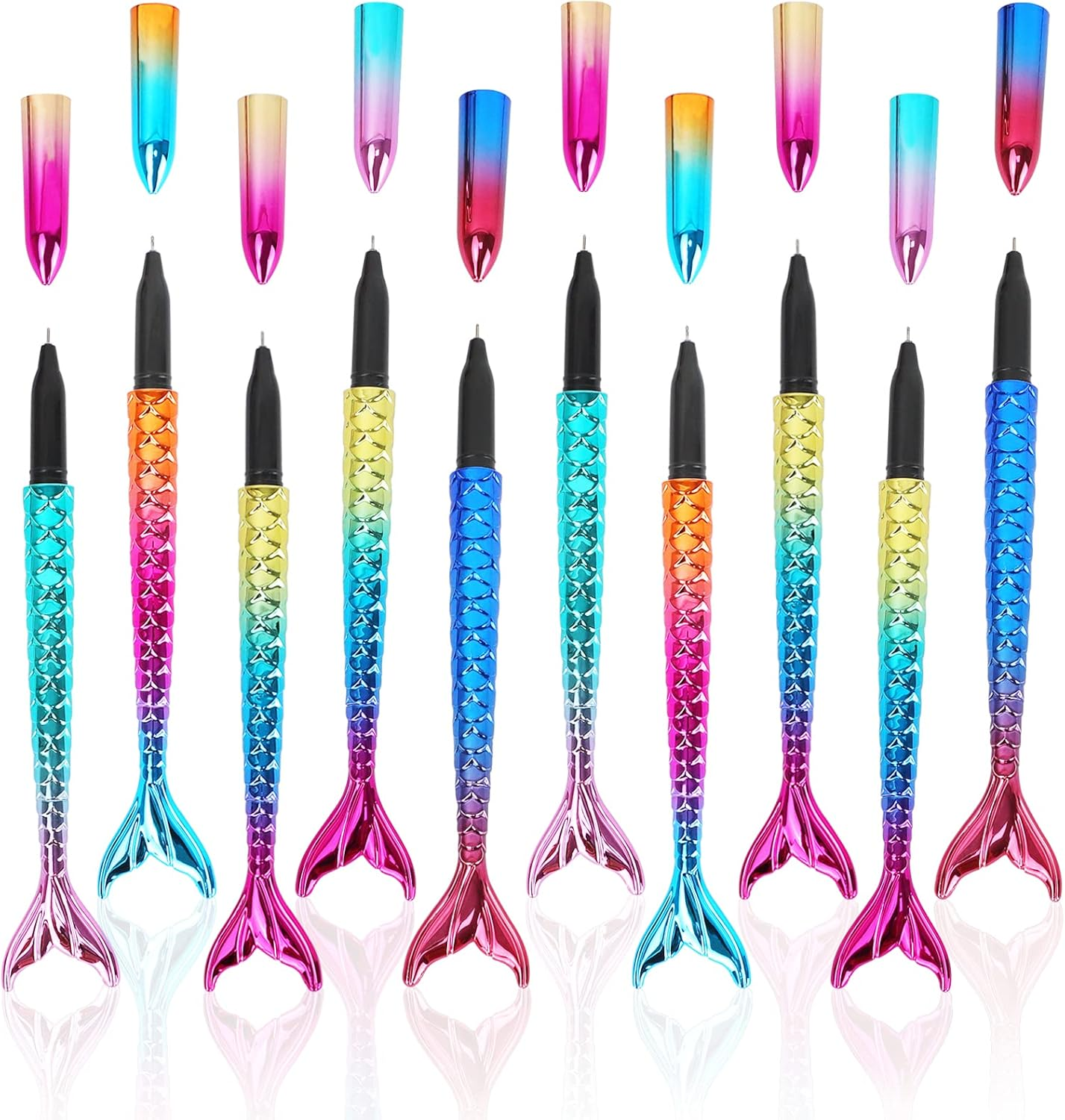 10 PCS Fish Pen, Gel Ink Pens, Rolling Ball Gel Pens Ballpoint Pens, Mermaid Shaped Pens, Fashion Cute Fish-Shaped Pen, School Office Home Party Gift Decor image number 6