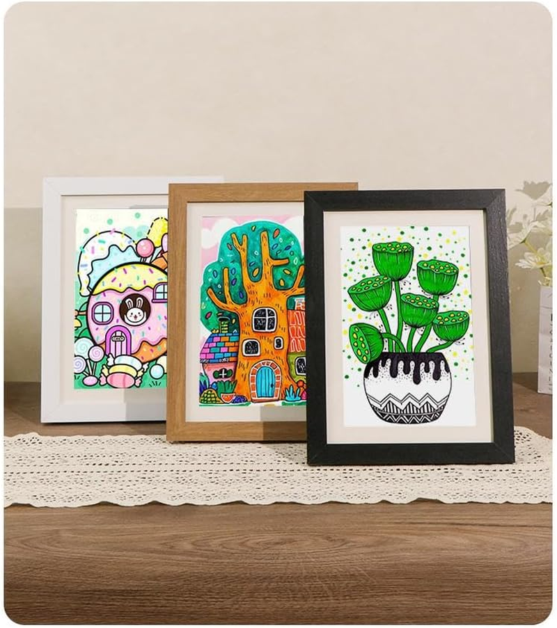 A4 Kids Art Frames 3 Pack Kids Artwork Flip Frame Changeable for Picture Display, Children School Drawing Projects Storage, Horizontally Vertically Wall Hanging, Storage A4 120 Pictures (3Colors) image number 4