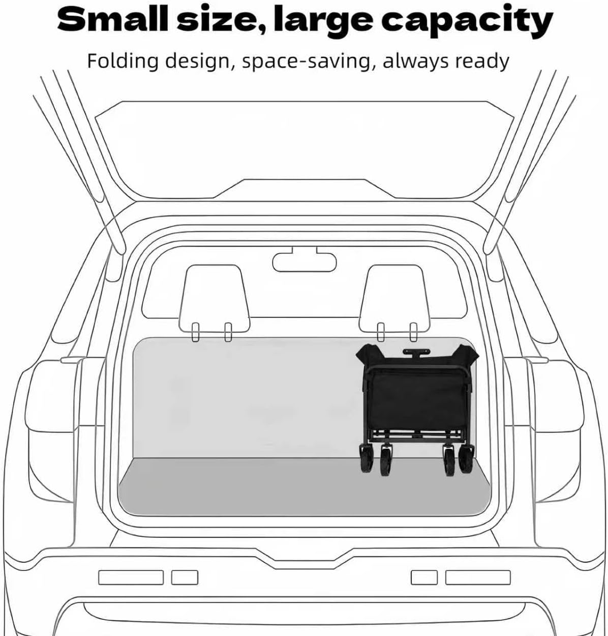 Collapsible Wagon Outdoor Utility Wagon - 70X48X86Cm Large Capacity with All-Terrain Wheels, Foldable Wagon for Camping, Garden, Shopping, Easy Storage for Outdoor Activities image number 3