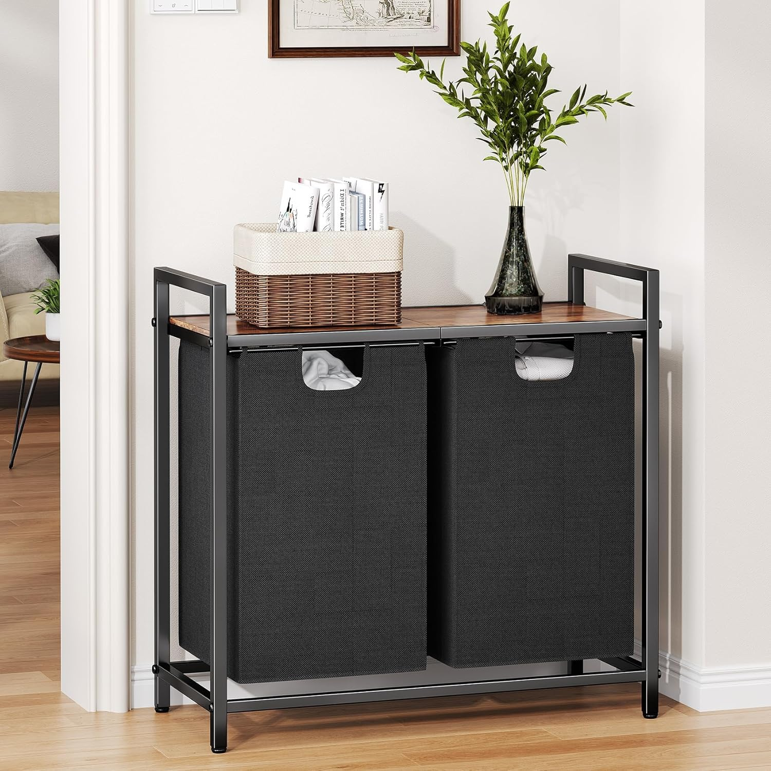 Laundry Hamper Clothes Basket Multifunctional Particle, 2X43L Removable Bags for Laundry Room, Bathroom and Bedroom image number 3