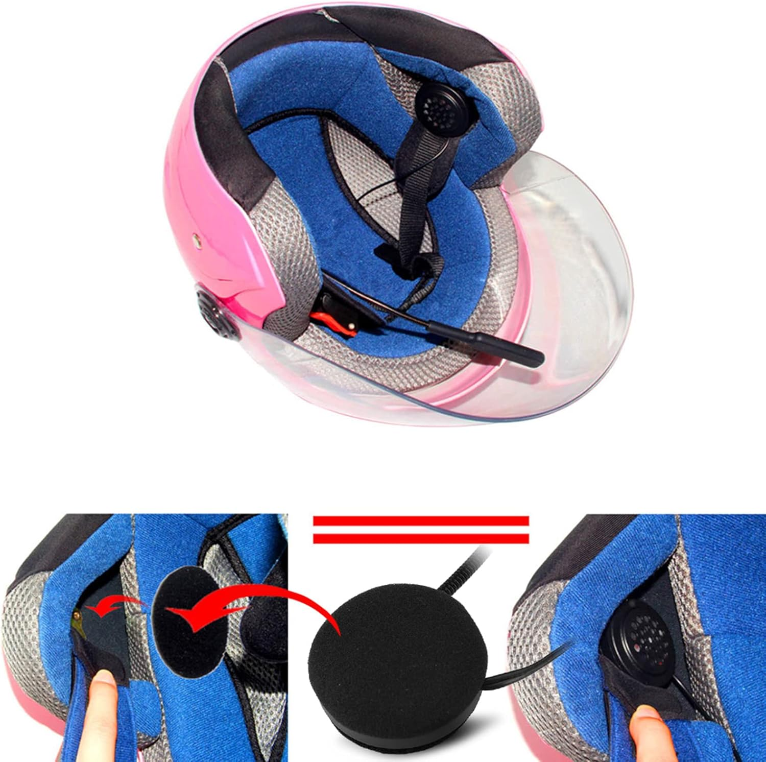 Wireless Bluetooth Helmet Headset for Motorcycle Communication with Music Speakers and Earphone Compatibility for Hands-Free Audio and Crystal Clear Sound Quality