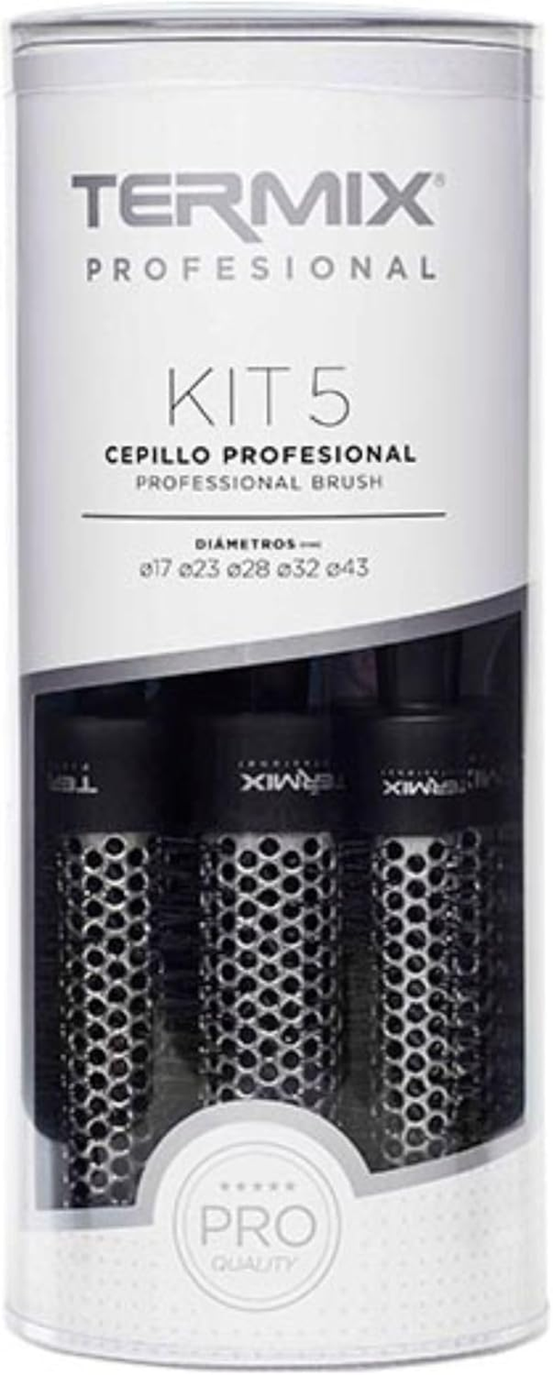 Pack Termix Profesional Hairbrush- Aluminum Thermal Hairbrush with Nylon Bristles, Ideal for All Types of Hairstyles- It Includes 5 Diametres &Oslash; 17, 23, 28, 32, 43 Mm image number 1
