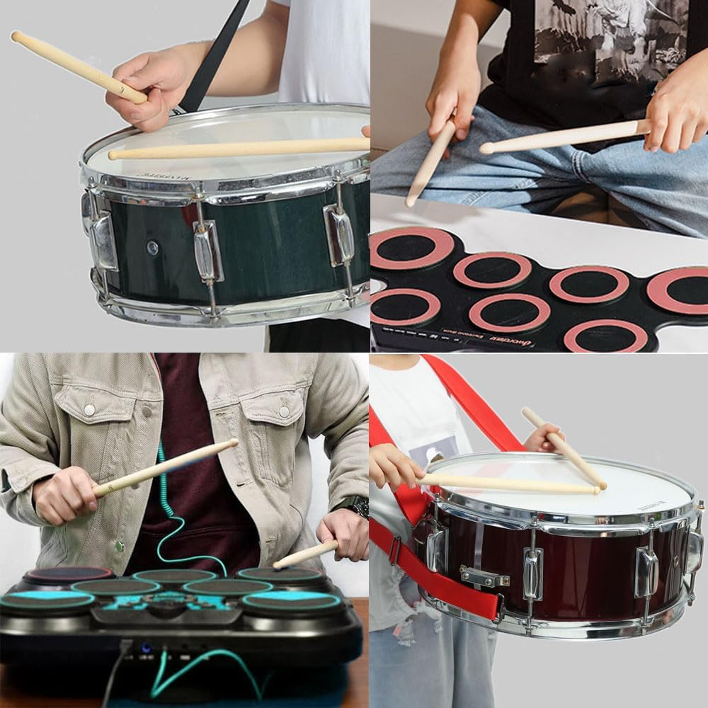 Esforzarse 2 Pairs 5A Drumsticks, Maple Wood Classic Drumsticks, Anti-Slip Professional Musical Instrument Percussion Accessories, for Jazz Drum Exercise, Percussion Instrument Practice Drum Stick image number 4