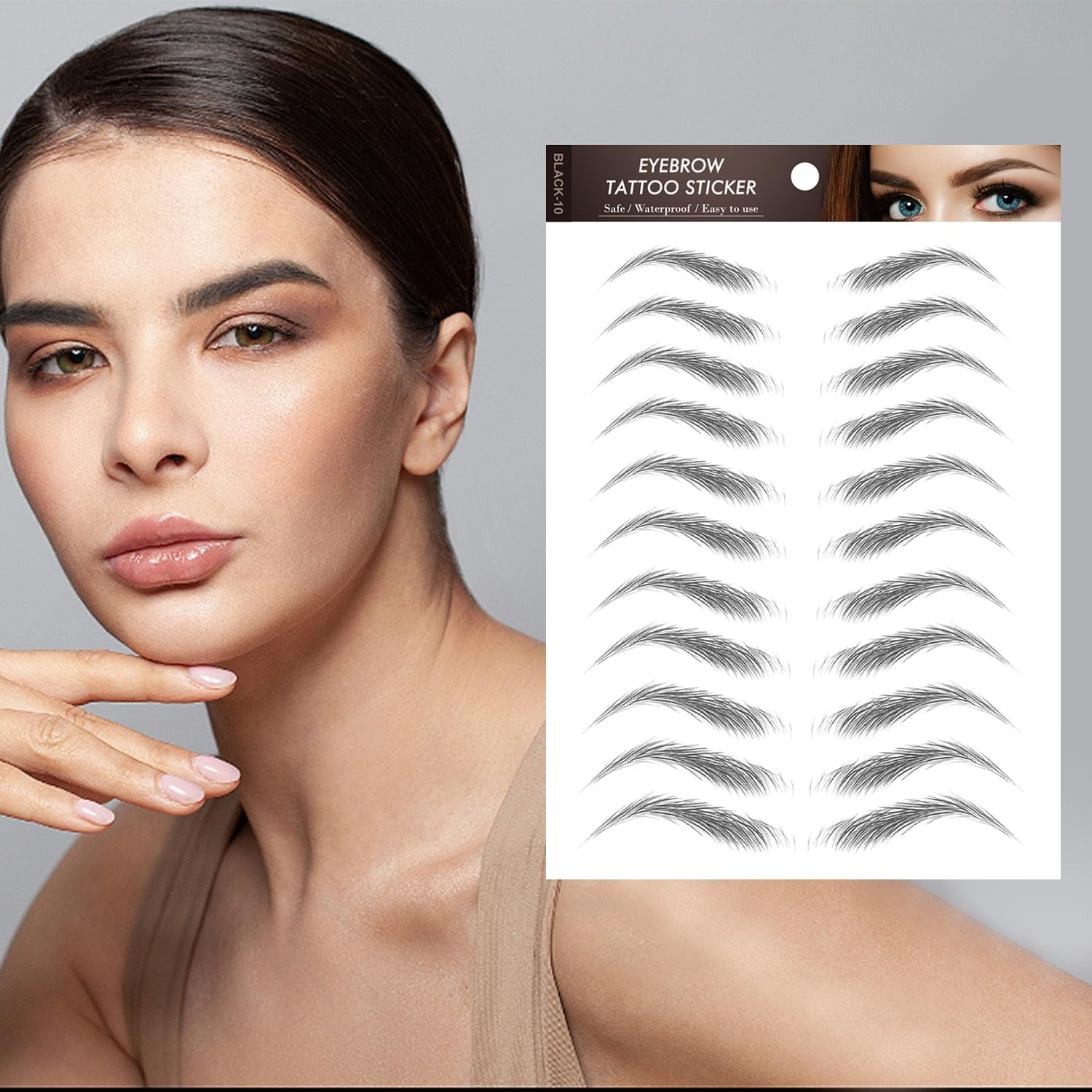 6 Pieces Simulated Eyebrow Stains and 1 Piece Eyebrow Template, Waterproof Eyebrow Stains, Multifunctional Eye Make-Up Templates, Beauty Tools. image number 5