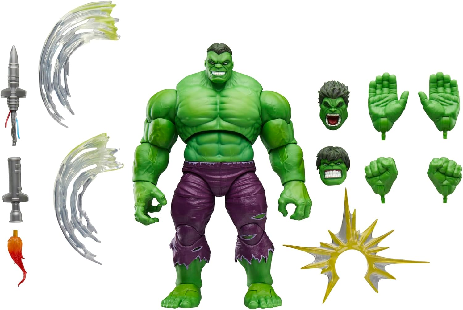 Marvel Legends Maximum Series Hulk, Deluxe Hulk Comics Collectible 6-Inch Scale Action Figure with Incredible Articulation and Smashing Accessories image number 2