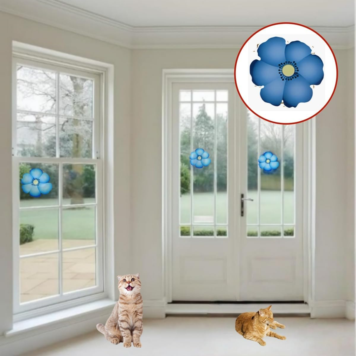 20 PCS Window Fly Paper for Indoors Sticky,Window Flowers Decoration Design Sticky Fly Trap Fly Tape,Floral Pattern Design Sticky Fly Catcher for Indoor Houseflies Houseflies Kitchen and Dinning image number 1