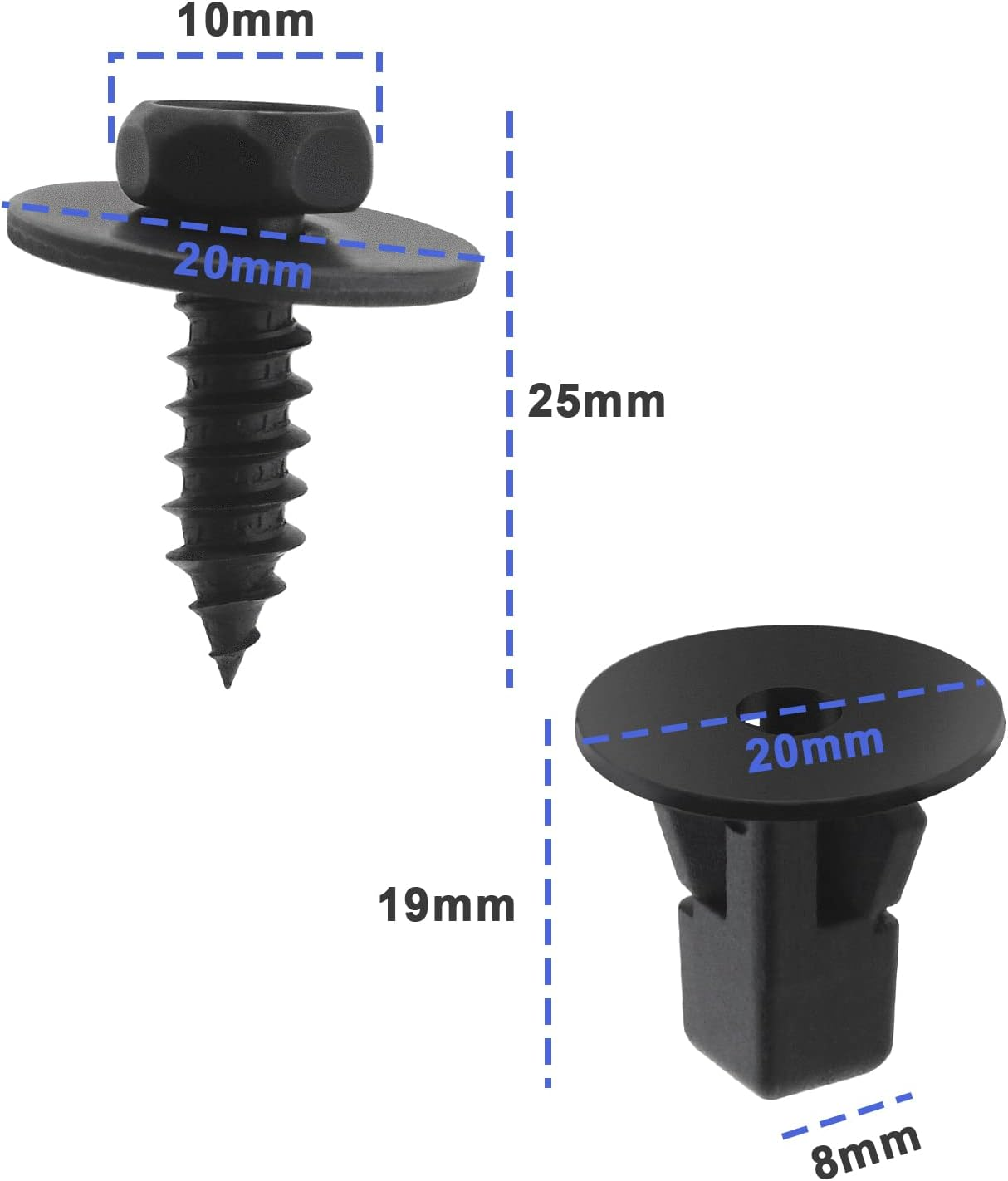 SING F LTD 6 Sets Wheel Arch Splash Guard under Tray Screws Moulding Clips Grommet Compatible with Lexus 90159A0010 Automotive Replacement Parts image number 5