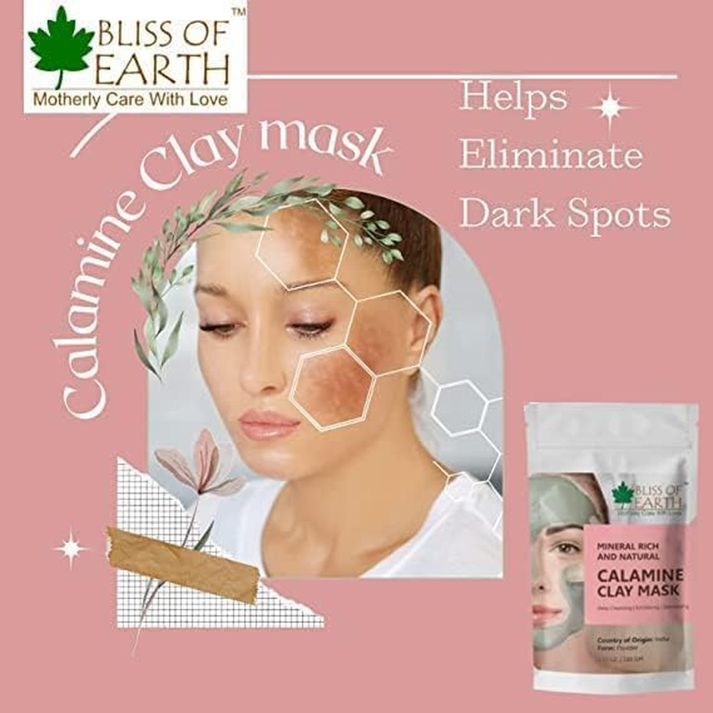 Bliss of Earth Calamine Clay Powder Great for Skin Care, Face Pack 100Gm
