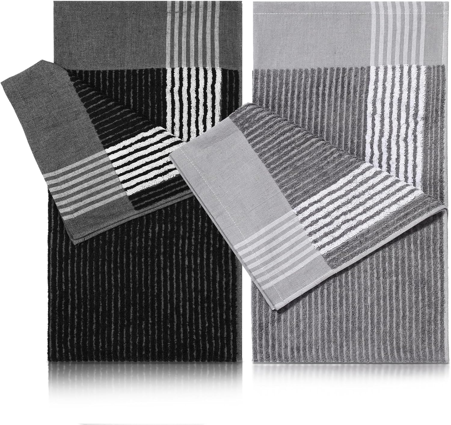 Buryeah Golf Towel 22 X 44 Inch Cotton Golf Caddy Towel Camping Large for Caddies Golfers Tour Players Club with Stripe(Blue,Gray,2 Pcs)