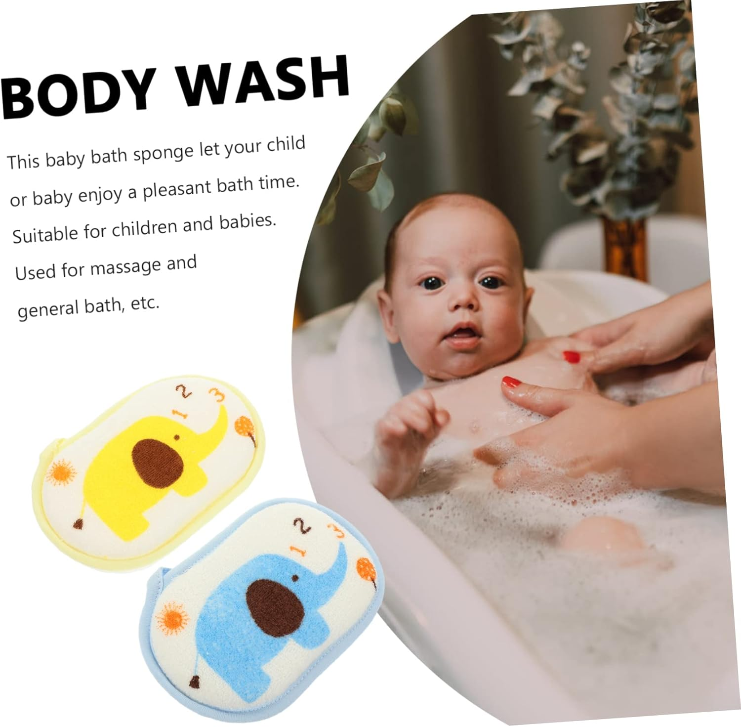 HOMOCONO Soft Baby Bath Sponge 2Pcs Bathing Towel for Newborns Exfoliating Scrubber Skin Friendly Bathing Supplies image number 1