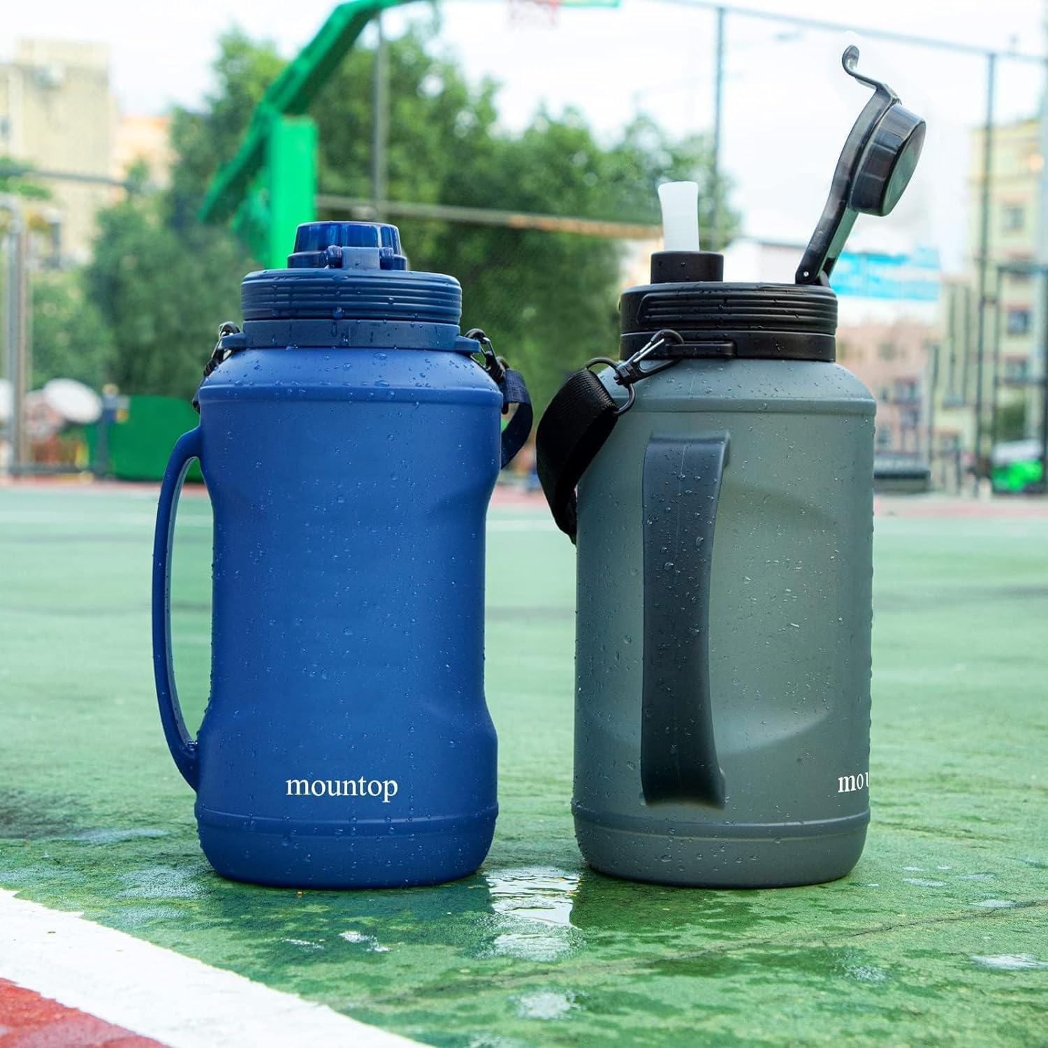 Collapsible Water Bottle, 2L Water Bottle with Straw Half Gallon Silicone Foldable Water Bottle image number 2