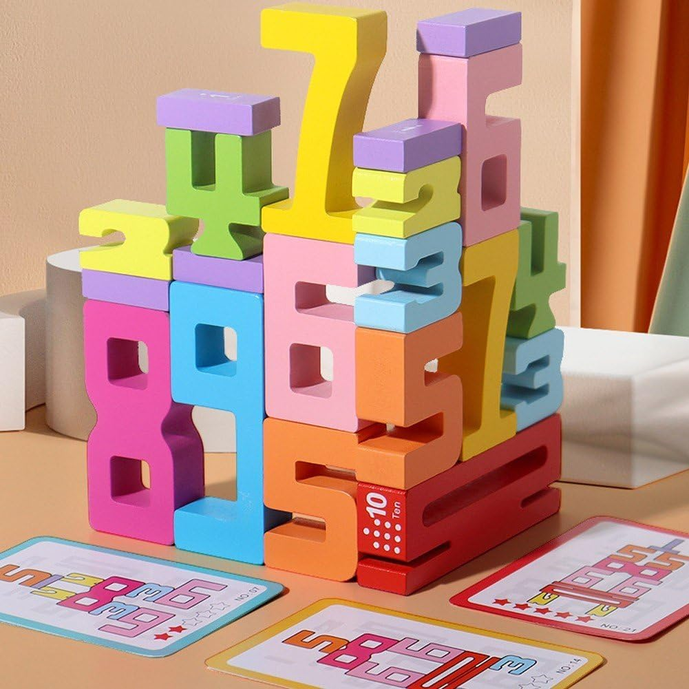 Number Wooden Building Blocks Set 3D Digital Puzzle Baby Blocks Toys for Boys & Girls Montessori Stacking Toy Number Puzzle Blocks image number 2