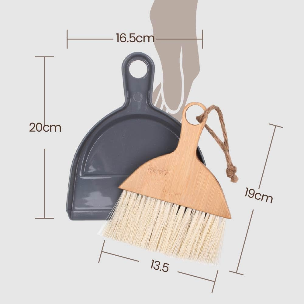 Eco Basics Mini Dustpan & Brush &ndash; FSC Bamboo Handle, Ocean-Bound Hard Plastic & Post-Consumer Recycled Bristles, Compact Set for Tabletops, Countertops, Desk, Pets Hairs, Keyboard Clean-Ups, 16.5X20Cm image number 6