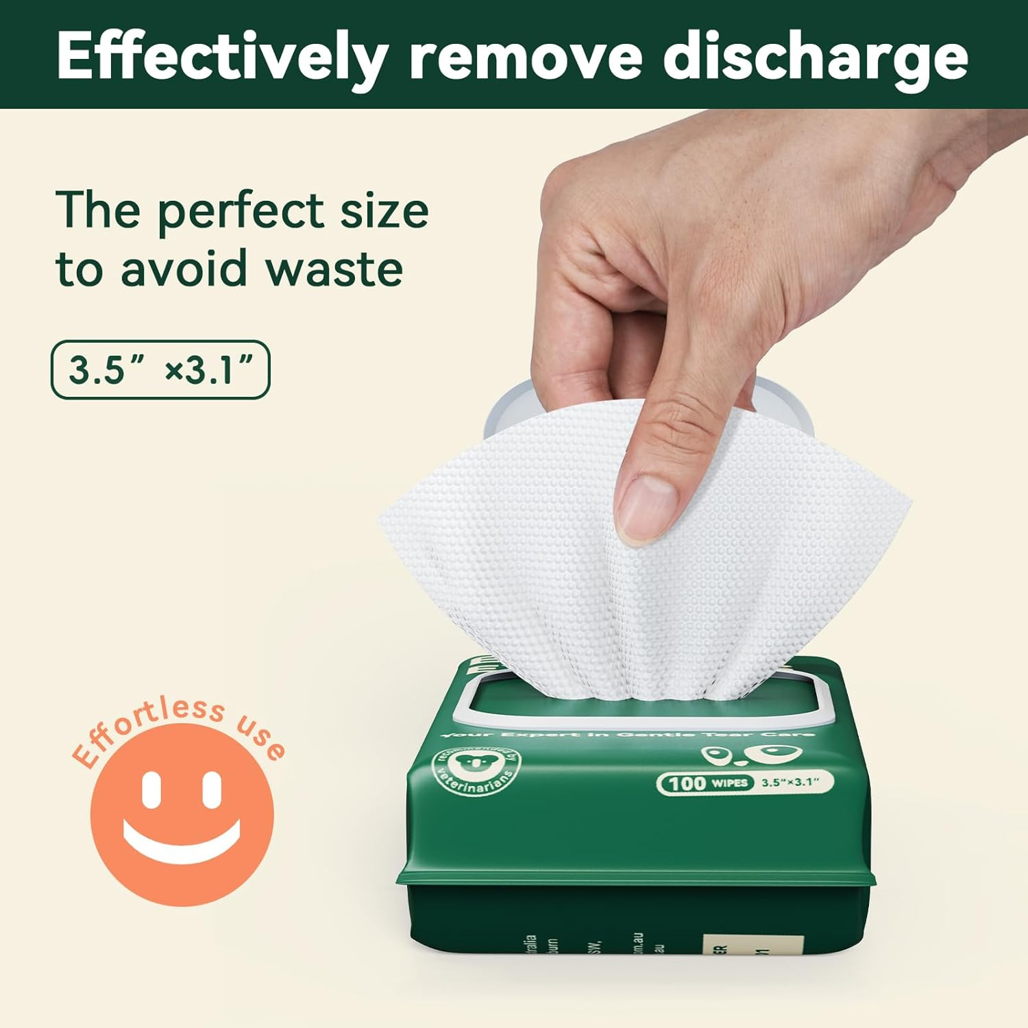 Ozbreeze Pet Eye Wipes &ndash; 100 Count Unscented Tear Stain Remover | Natural Coconut Oil, Kakadu Plum, Cranberry, Provitamin B5 Formula | Gentle Eye Cleaning Pads for Discharge, Mucus & Saliva Stains image number 2